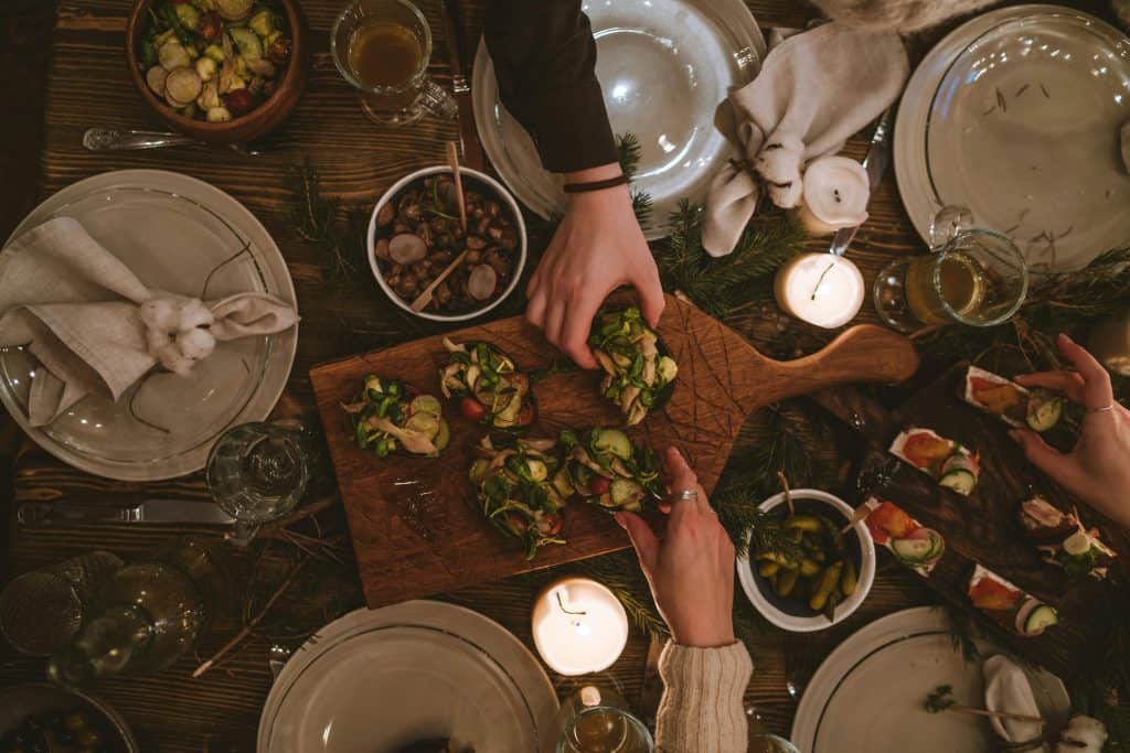 Fresh prepared wraps served at a dinner table. Eat wraps from Ready2Eat, perfect for quick, healthy meals.